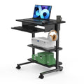Adjustable Height Mobile Laptop Workstation with Retractable Keyboard Tray, Black, 29” Wide R8139
