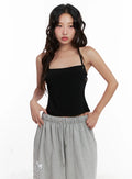 Eyelet Halter Knit Top CL521