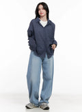 Oversized Plaid Button-Down Shirt CL515