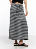 Striped Drawstring Maxi Skirt CL530