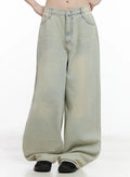 Xiaoting Vintage Style Wide-Leg Denim IL531