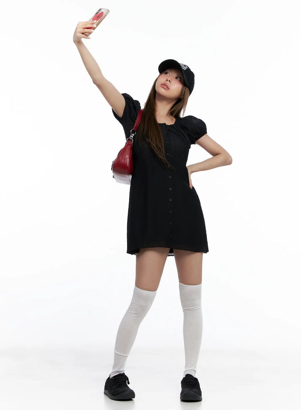 Shirred Puff-Sleeve Mini Dress CL510