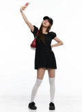 Shirred Puff-Sleeve Mini Dress CL510