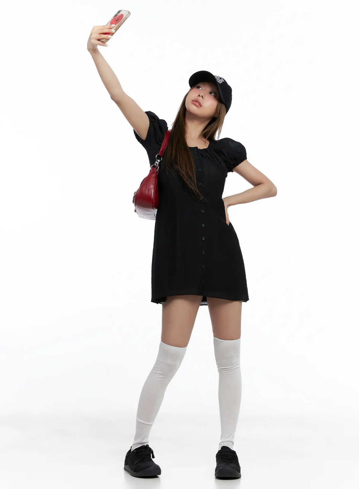 Shirred Puff-Sleeve Mini Dress CL510