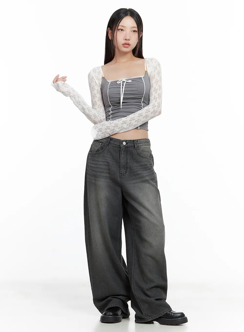 Kumi Washed Wide-Leg Summer Denim Jeans CL508