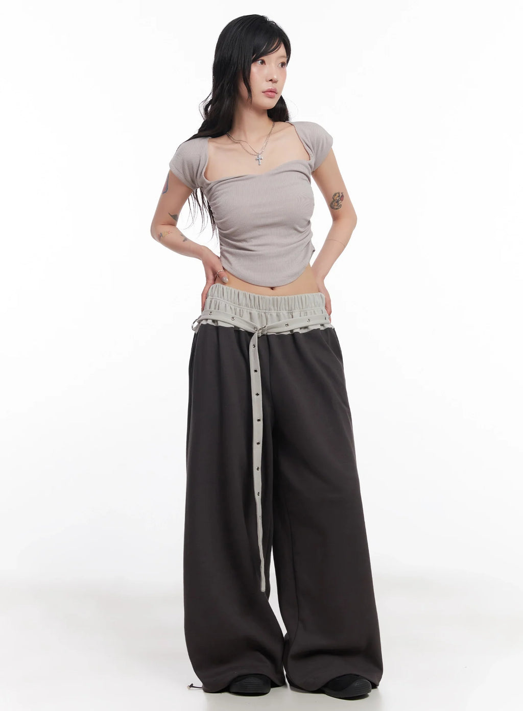 Eyelet Belted Trousers IC503