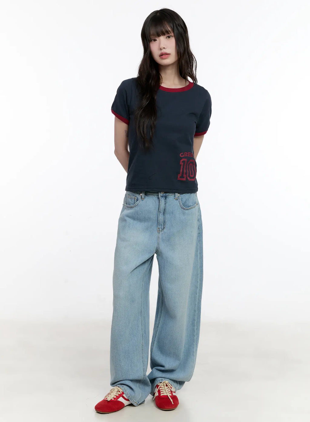 Contrast Trim Graphic Baby Tee CL507