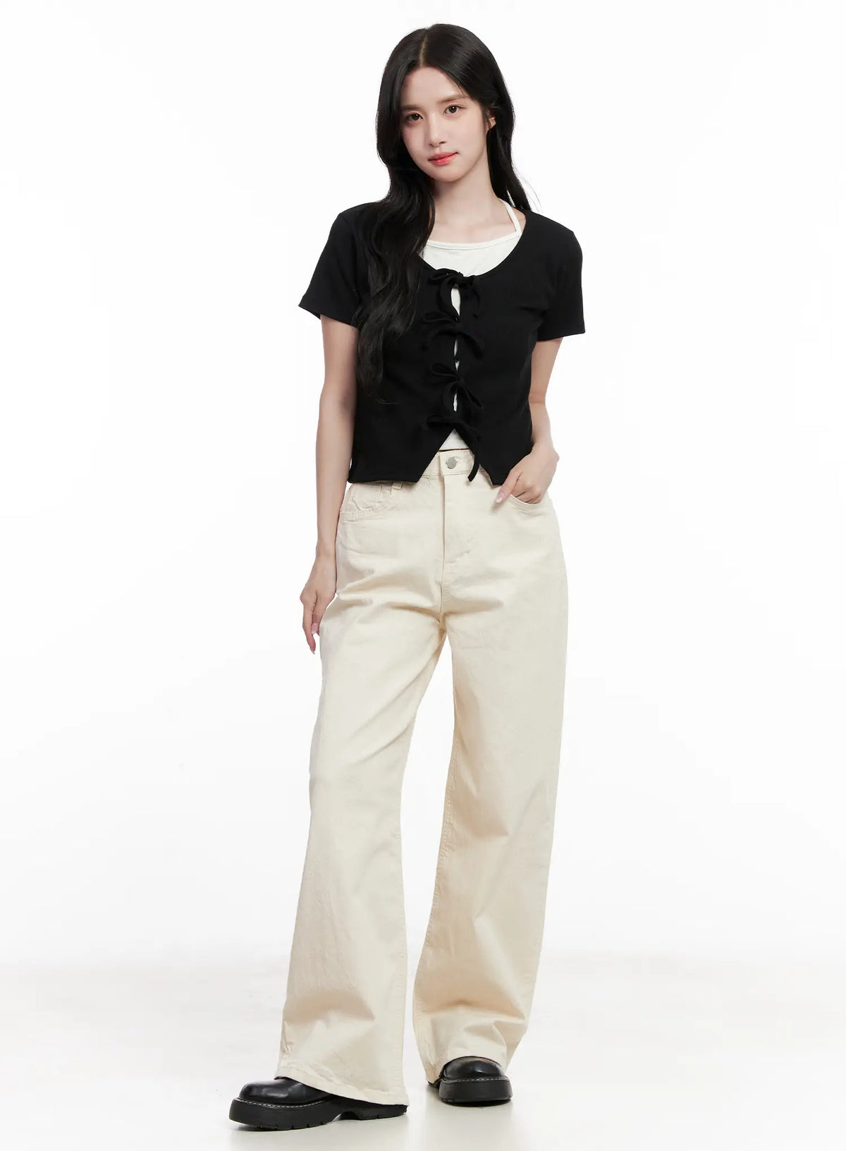 High-Waisted Wide-Leg Cotton Pants CL516