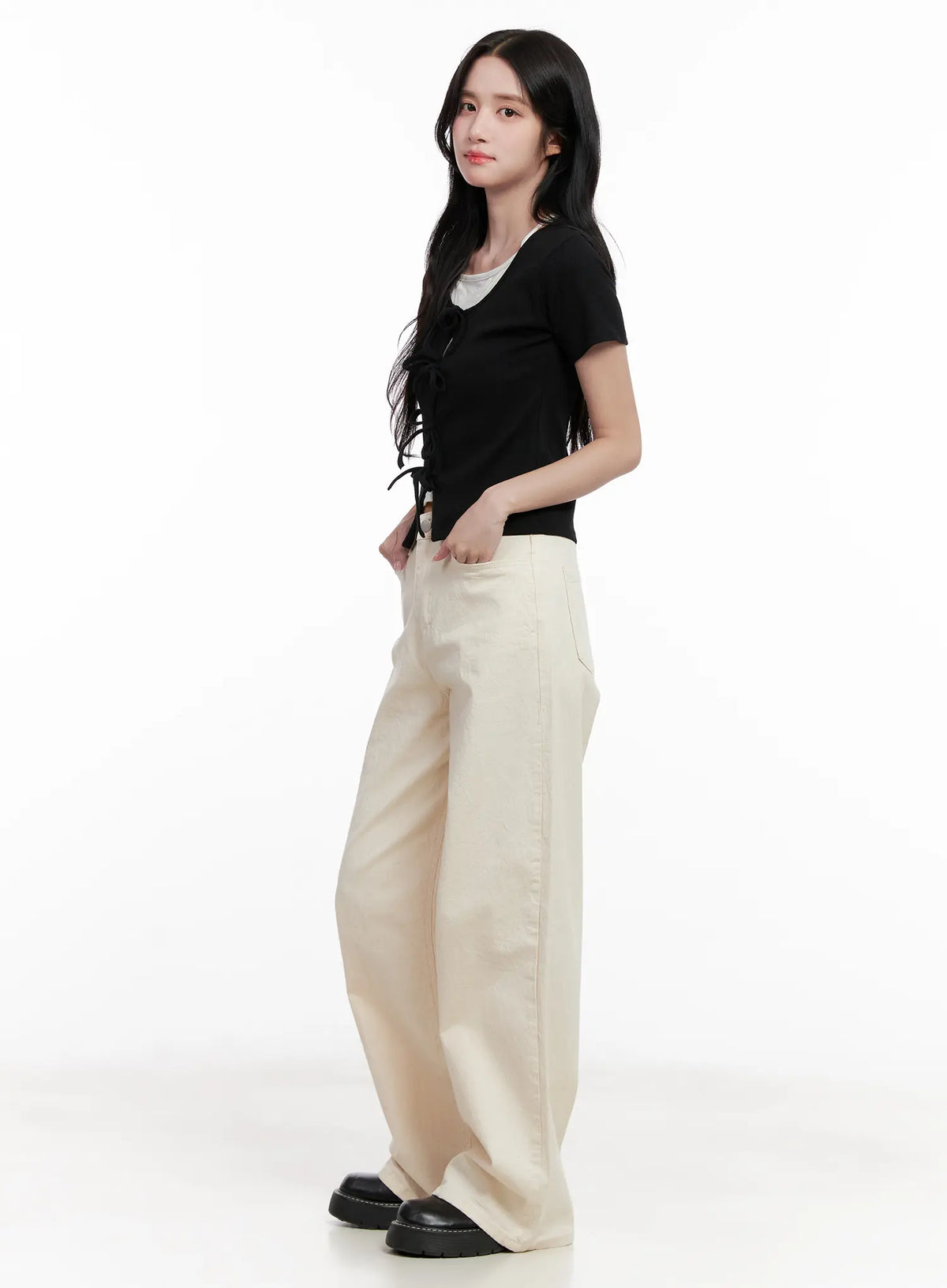 High-Waisted Wide-Leg Cotton Pants CL516