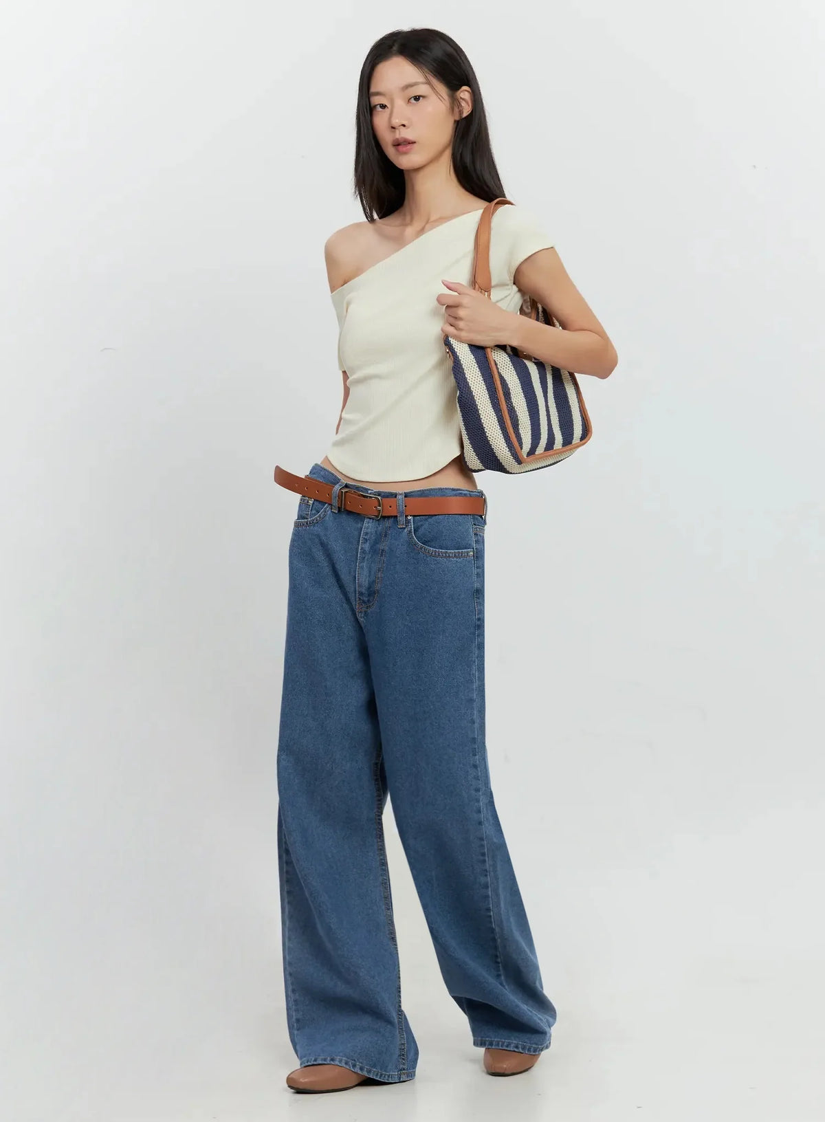 Asymmetric Ribbed Short-Sleeve IL528