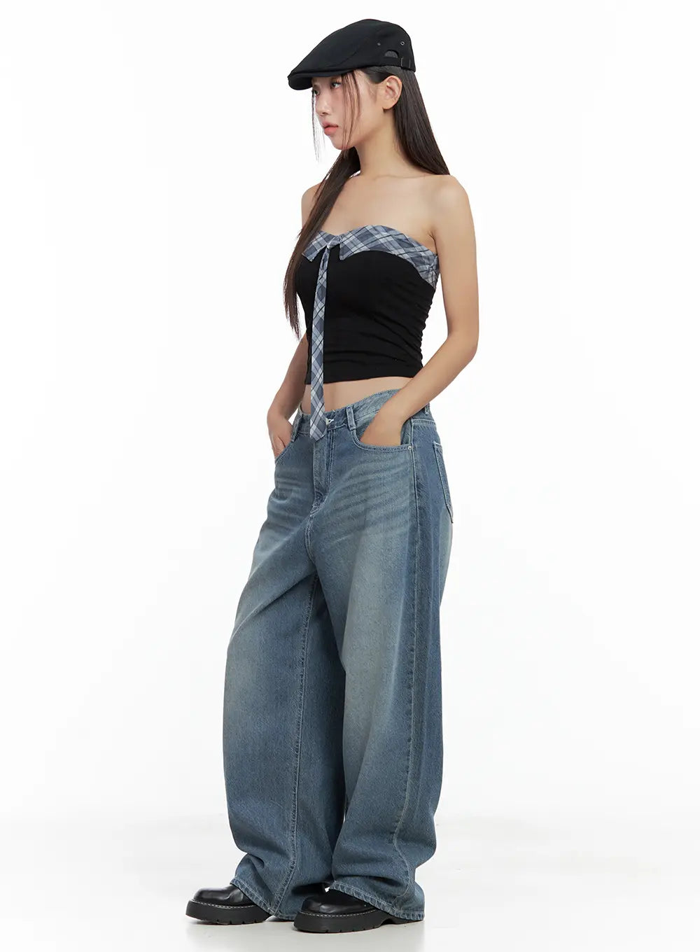 Riwon Retro-Wash Wide Summer Denim Jeans CL508