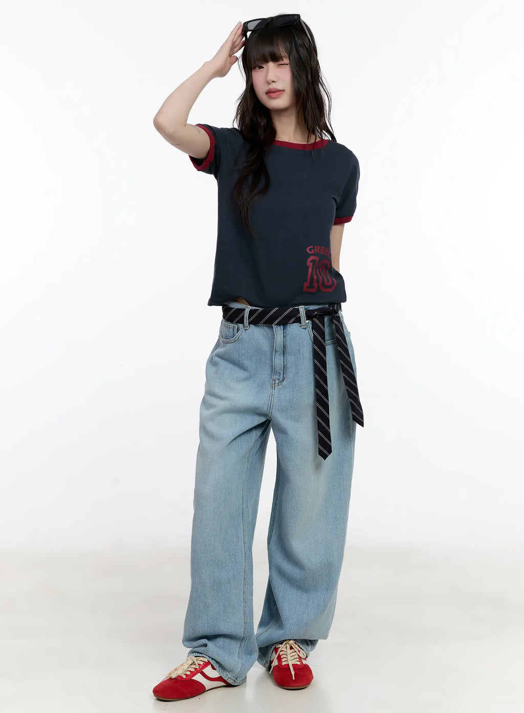 Contrast Trim Graphic Baby Tee CL507