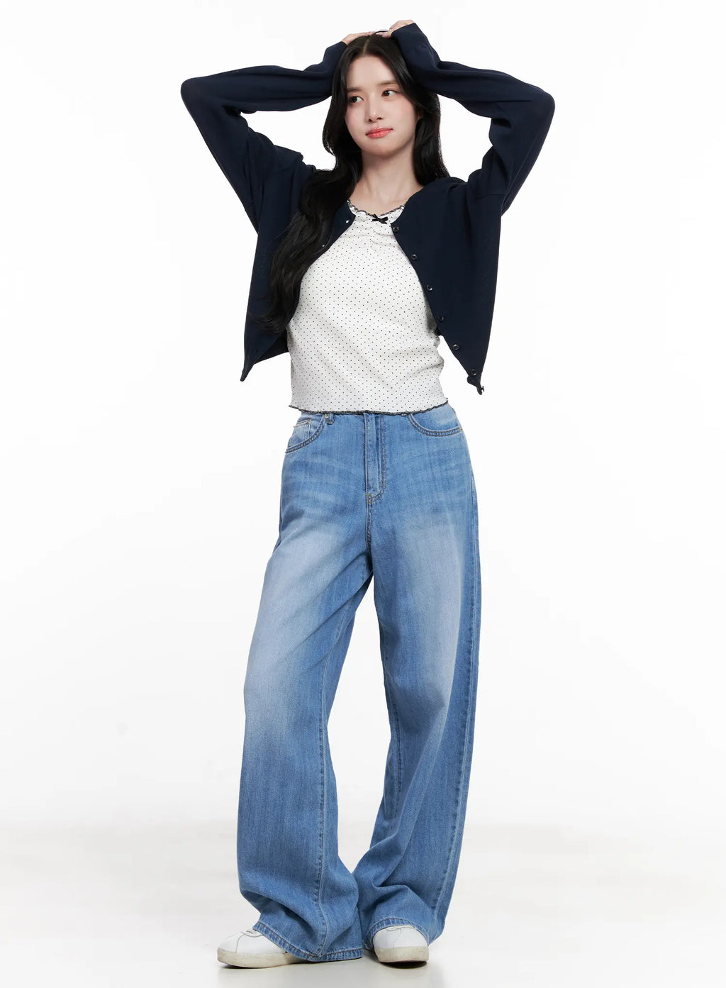 Round-Neck Mesh Knit Cardigan CL516