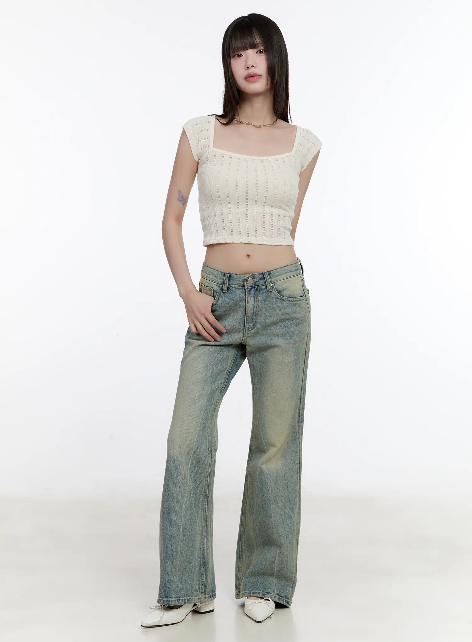 Roa Vintage Blue Flared Denim Jeans CL504