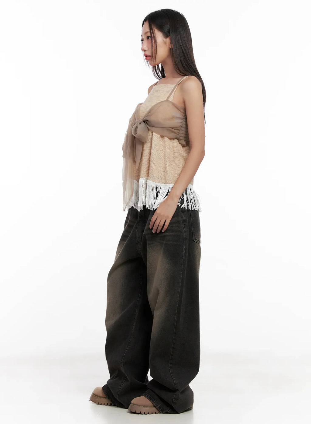 Ari Washed Wide-Leg Denim Jeans CL521