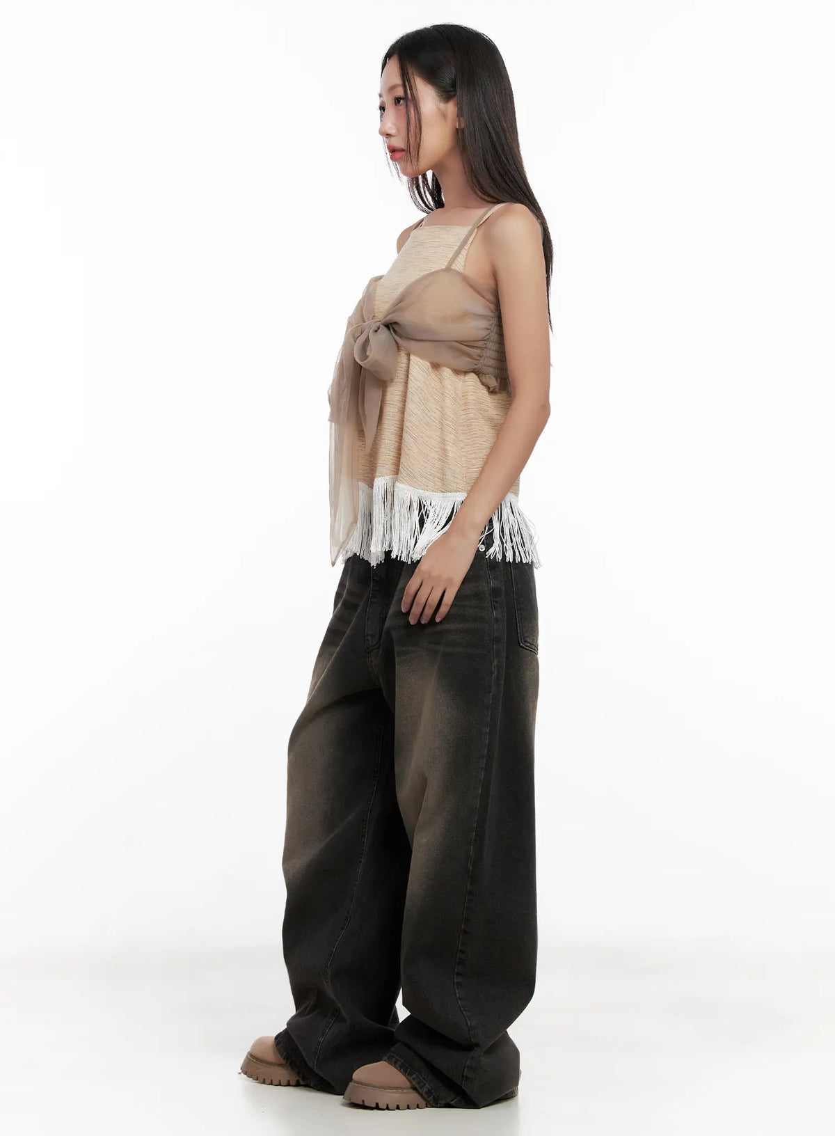 Ari Washed Wide-Leg Denim Jeans CL521