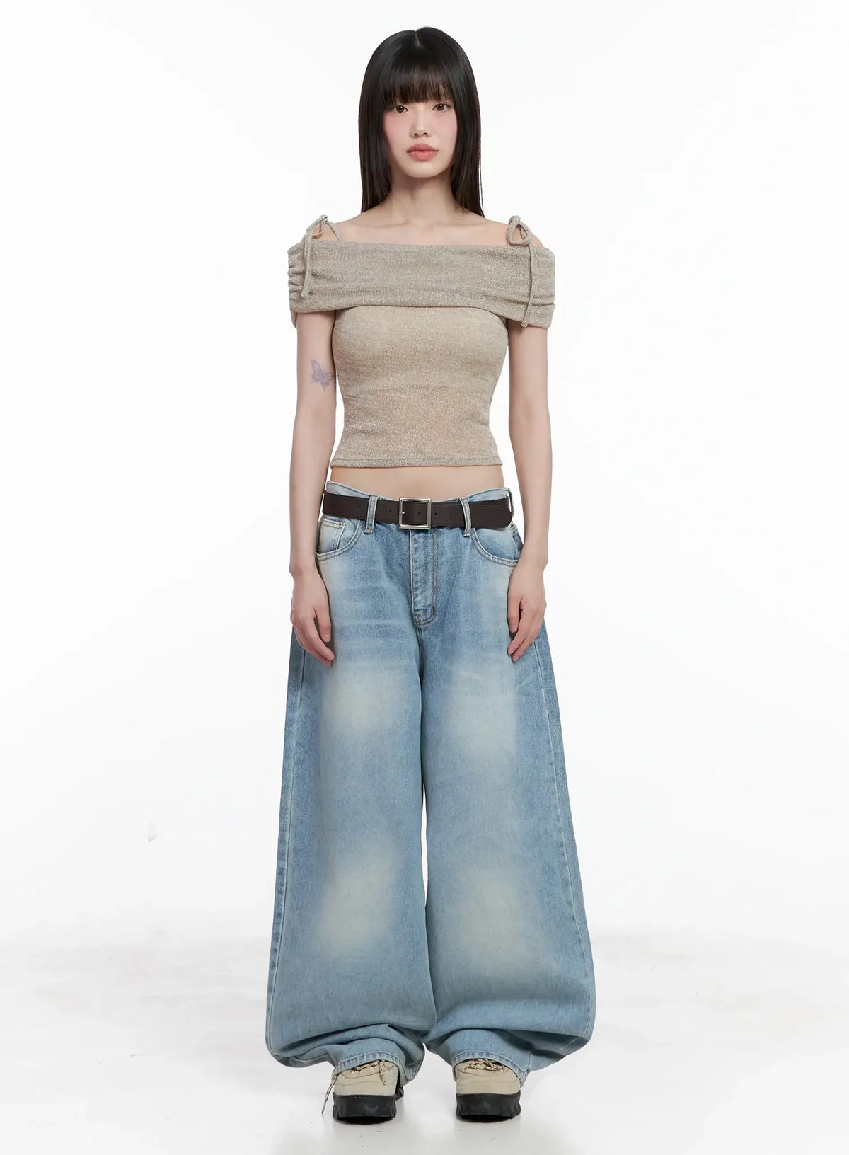 Textured Off-Shoulder Knit Top IL531