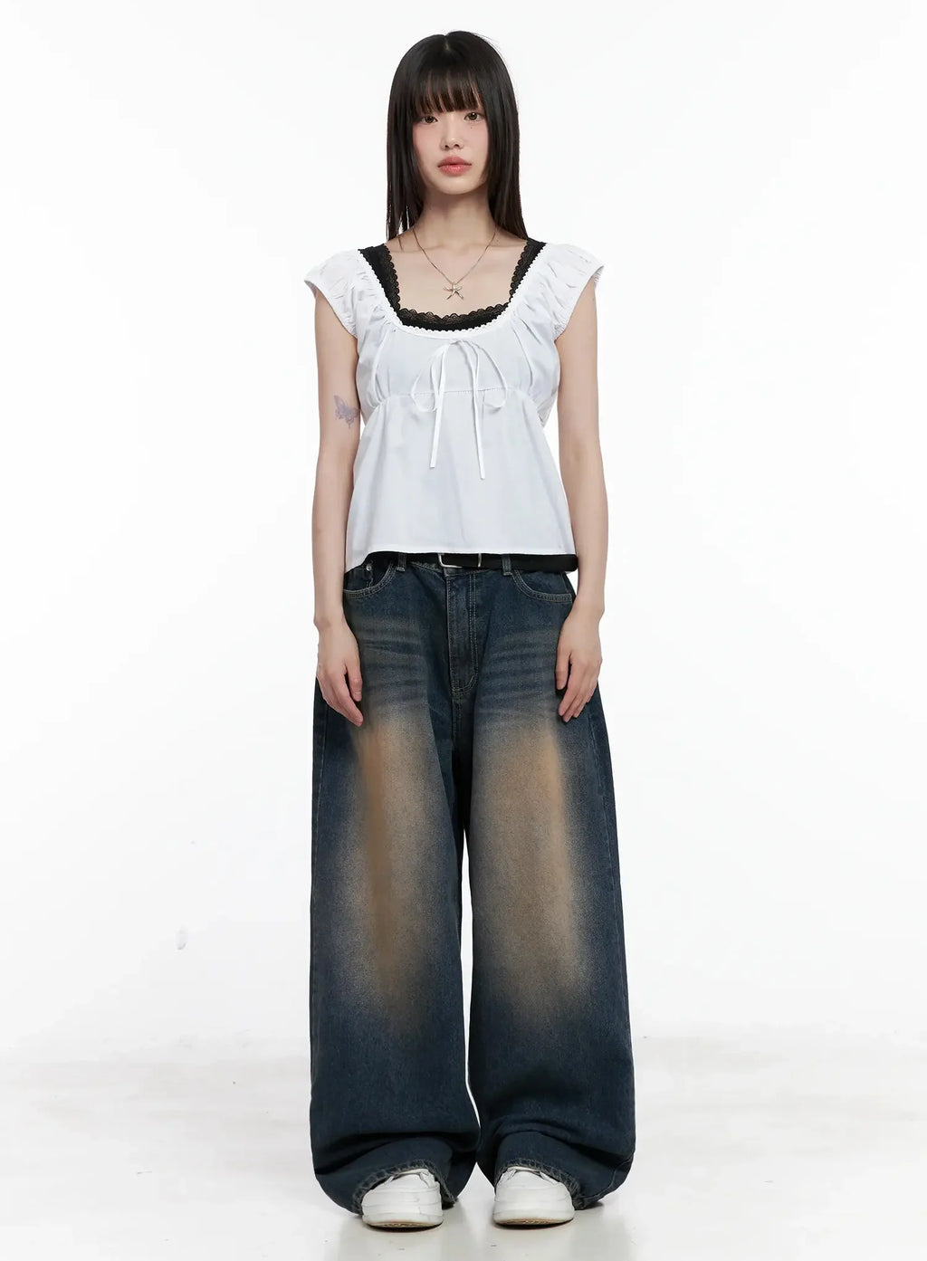 Solji Acid Washed Wide-Leg Jeans IL531