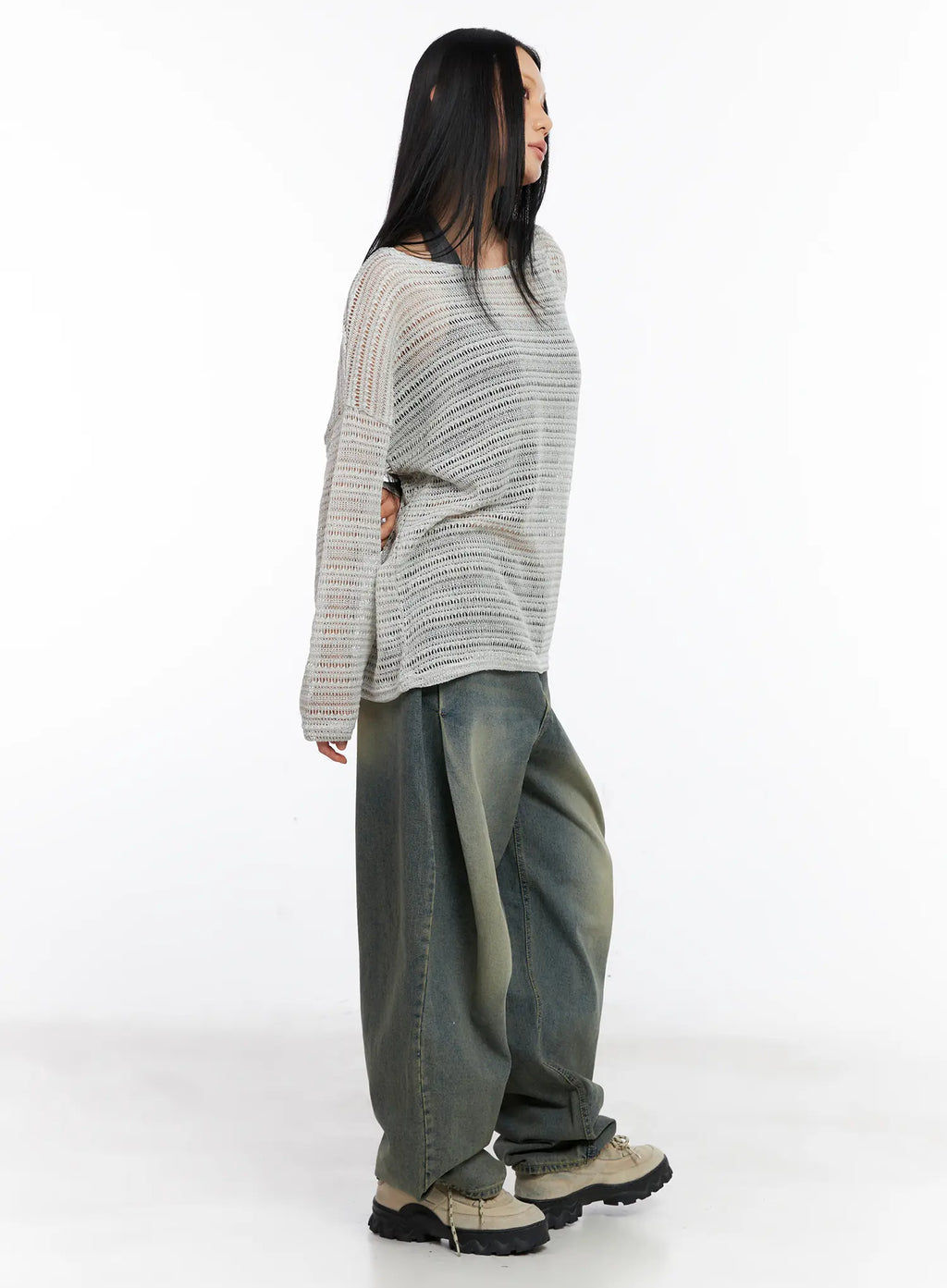 Sheer Knit Long-Sleeve Tee CL530
