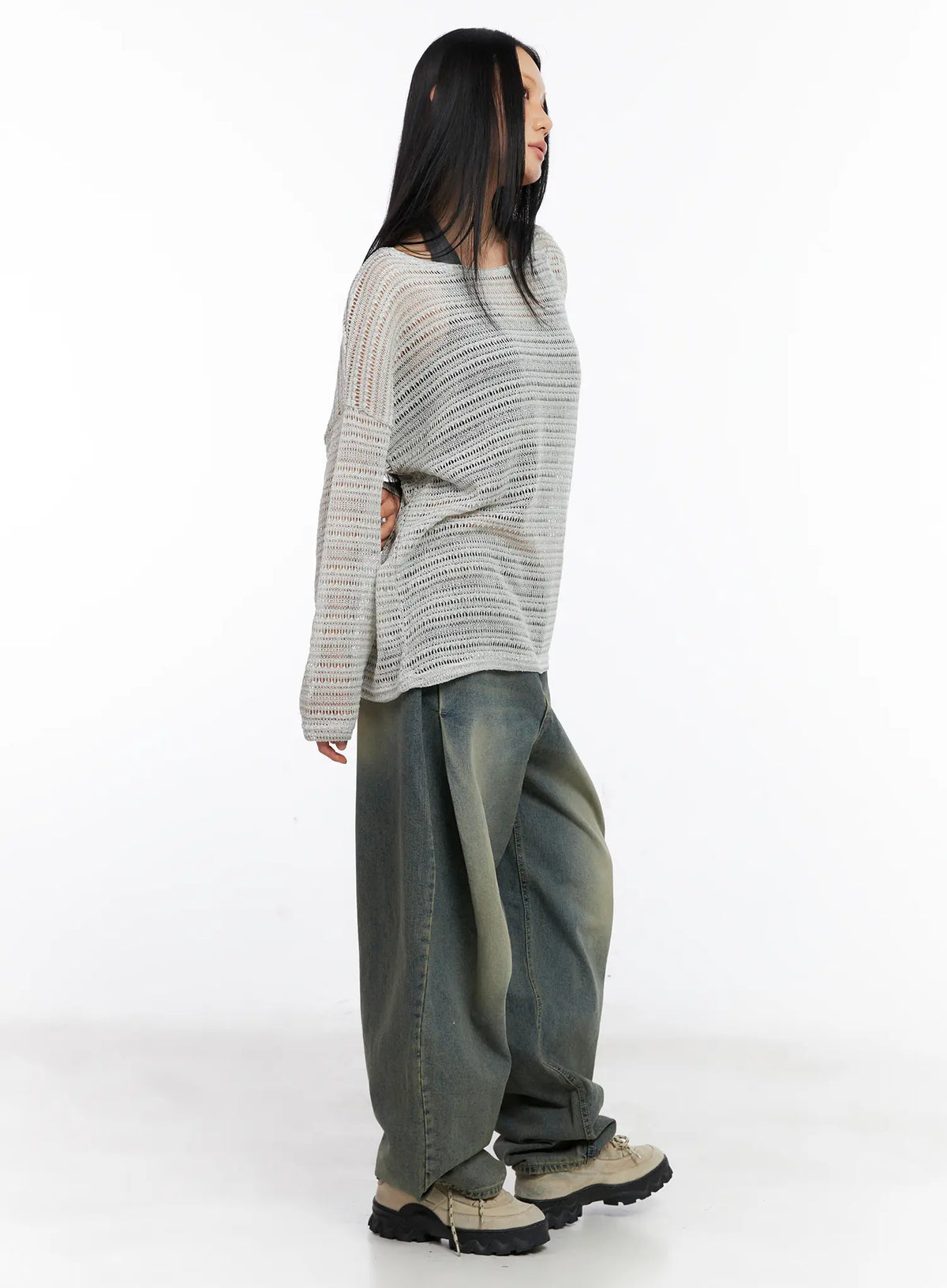 Sheer Knit Long-Sleeve Tee CL530