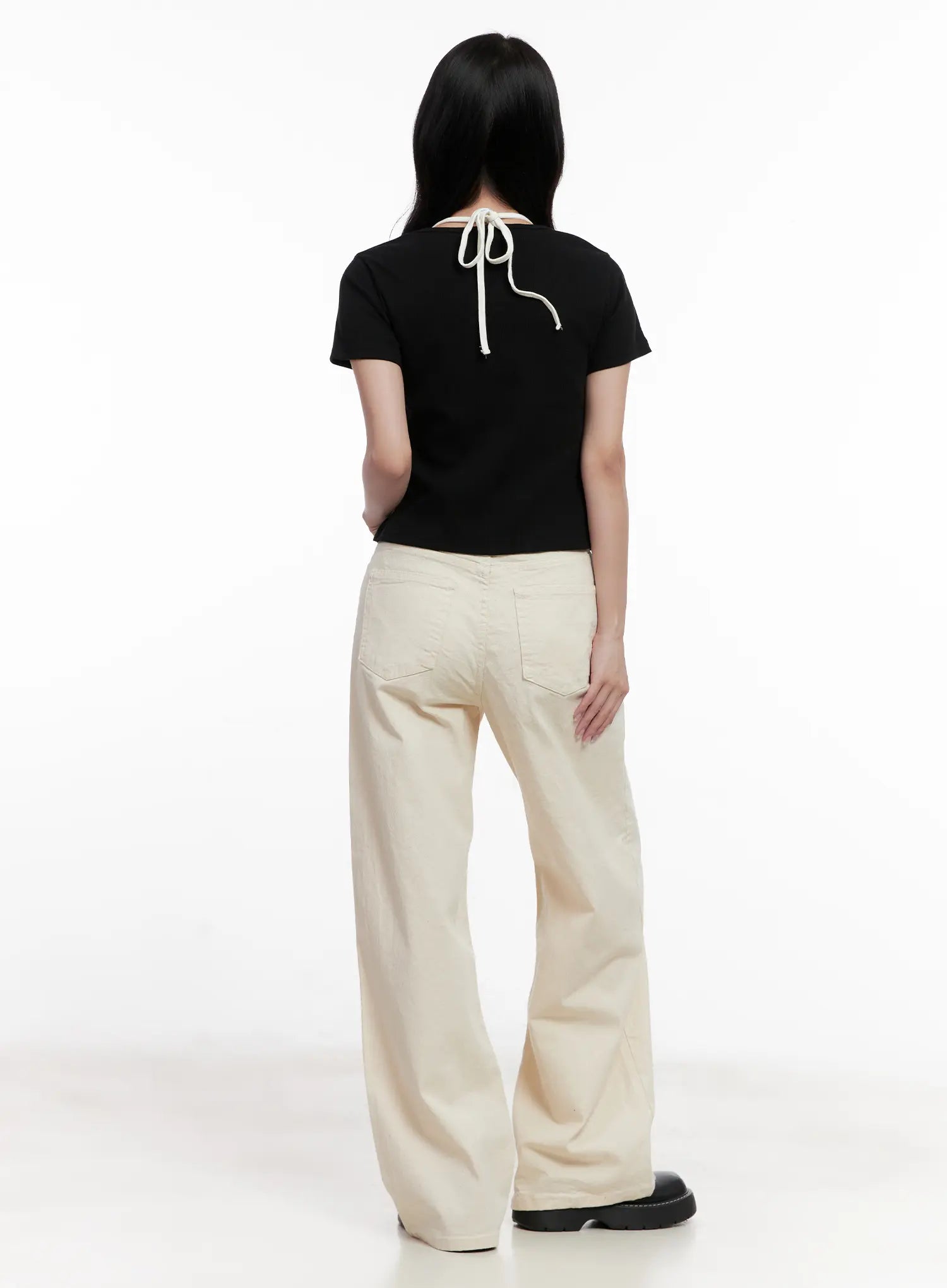 High-Waisted Wide-Leg Cotton Pants CL516