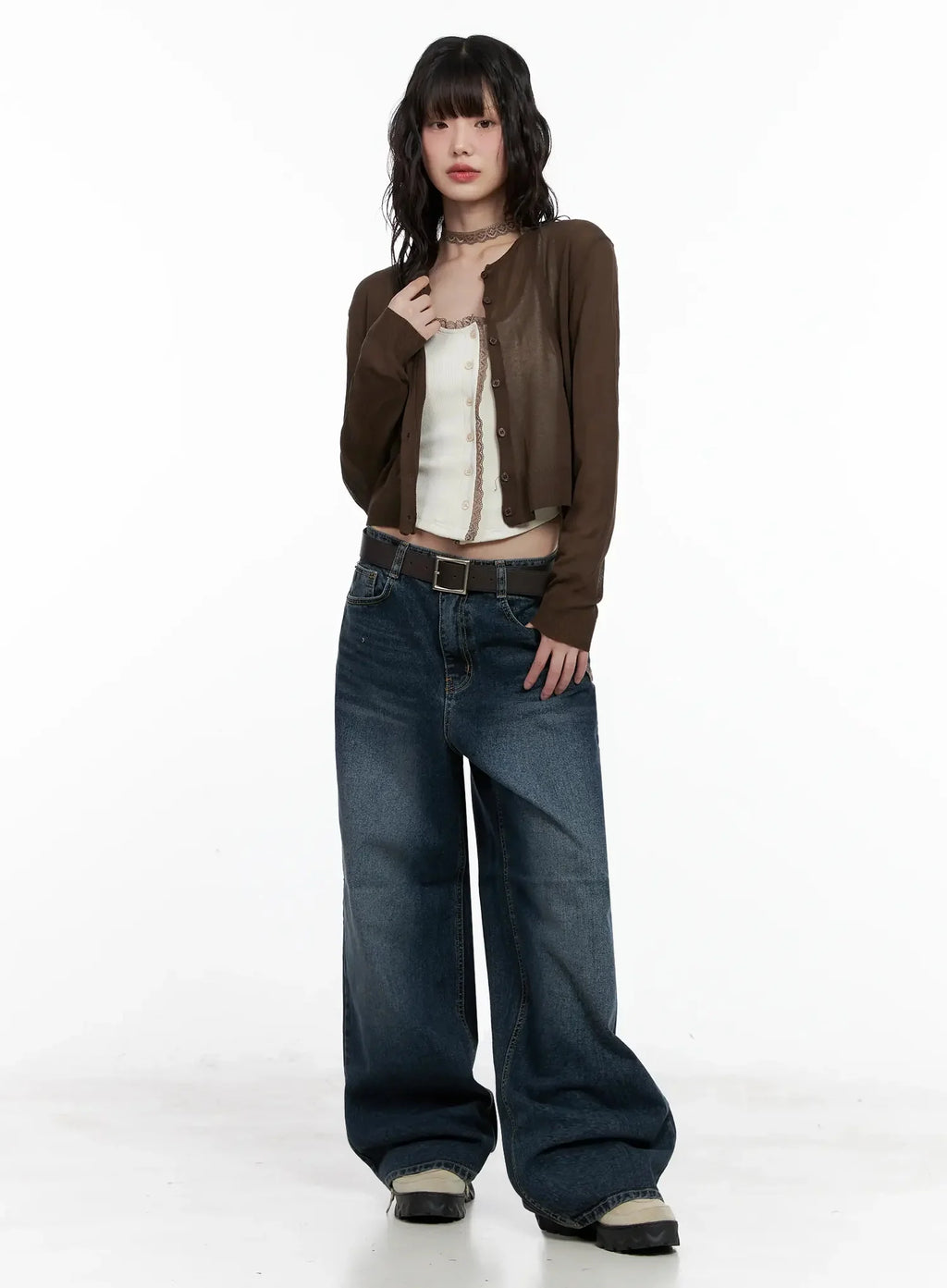 Mashiro Vintage-Wash Wide Jeans IL531