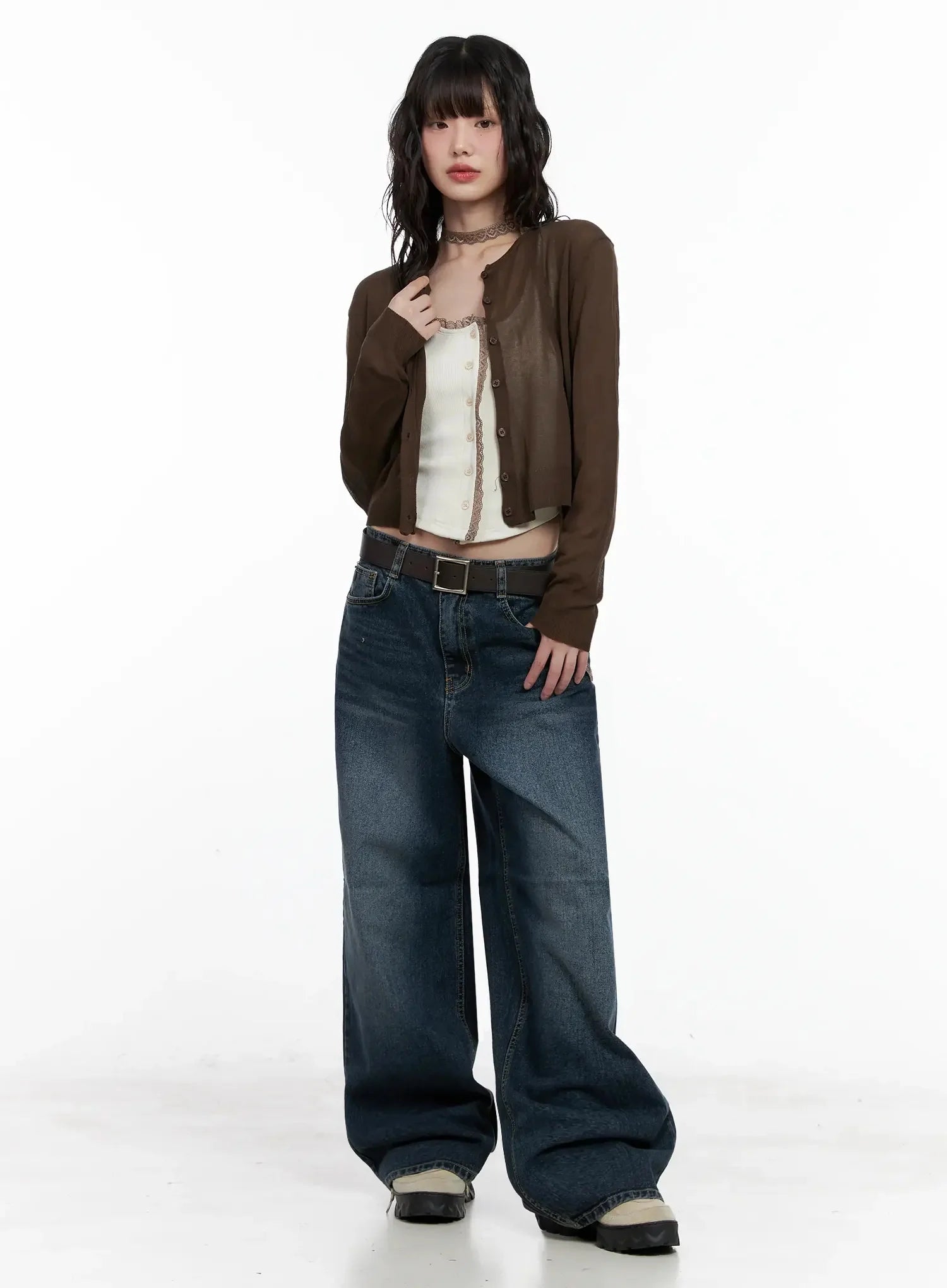 Mashiro Vintage-Wash Wide Jeans IL531