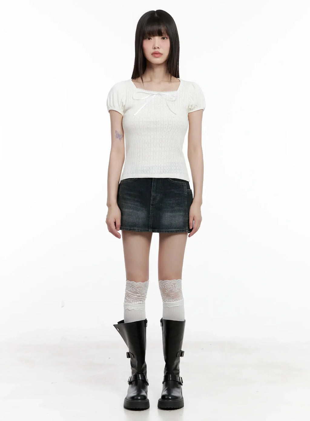 Vintage Wash Denim Mini Skirt IL531