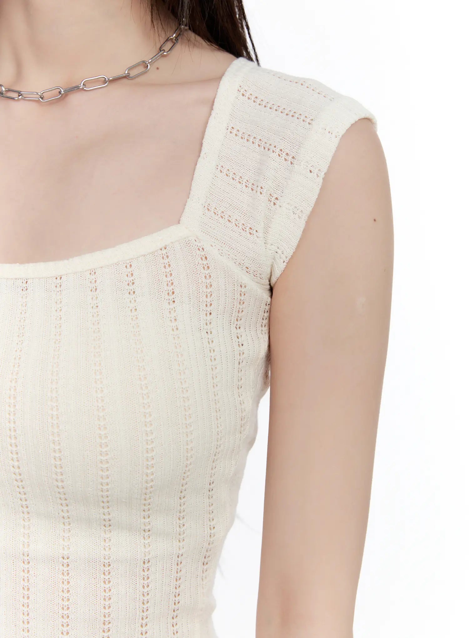 Square-Neck Cap-Sleeve Crop Top CL504