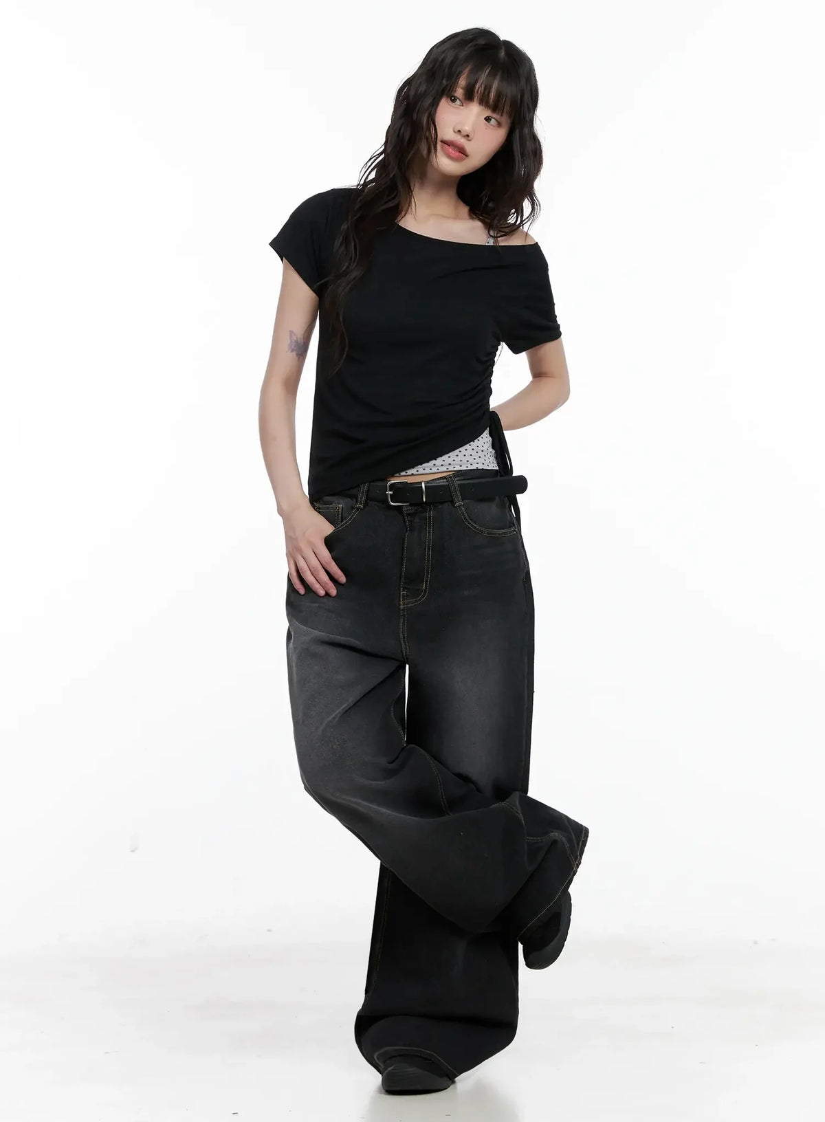 IU Vintage Black Baggy Jeans IL528