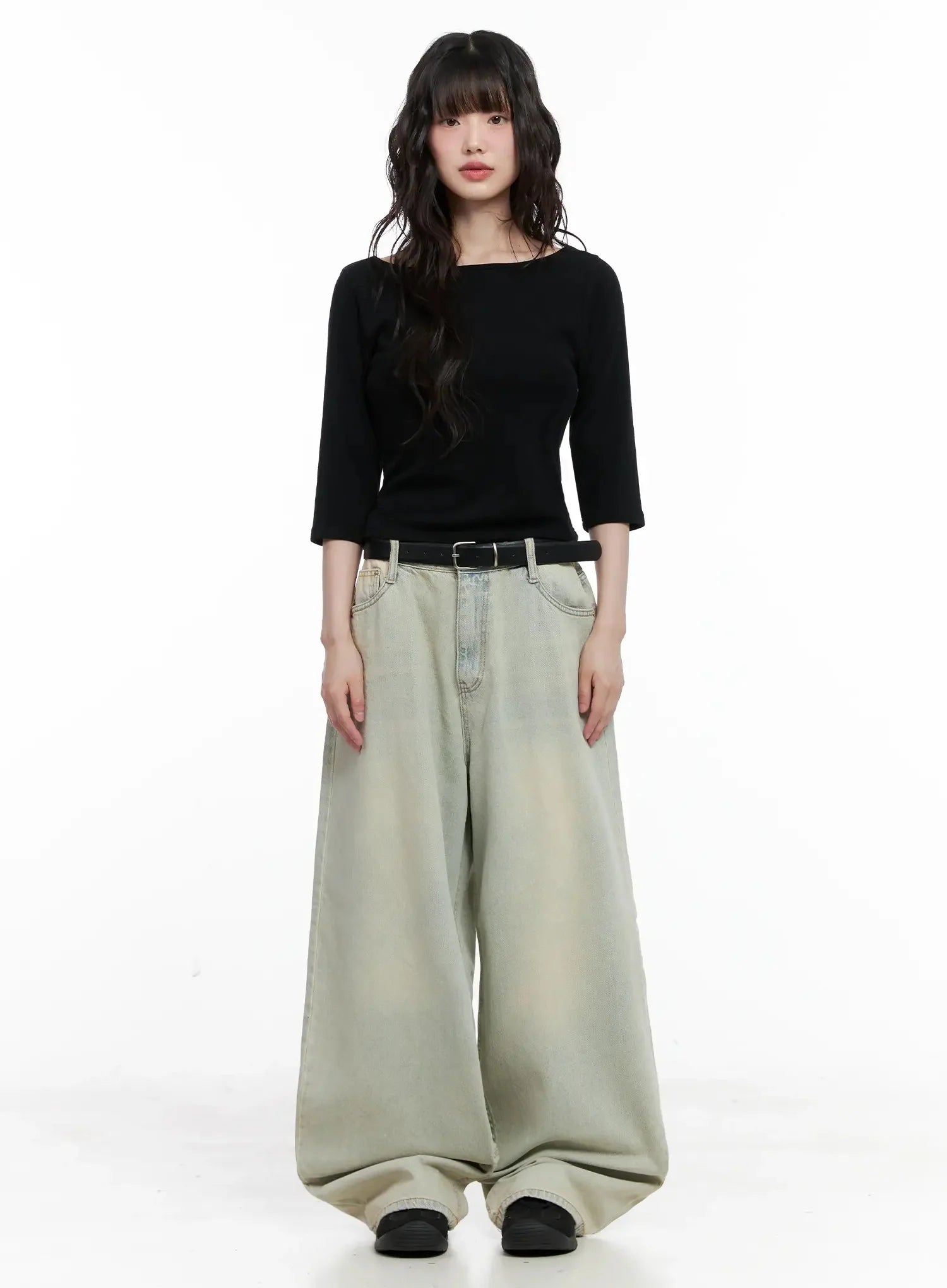 Xiaoting Vintage Style Wide-Leg Denim IL531