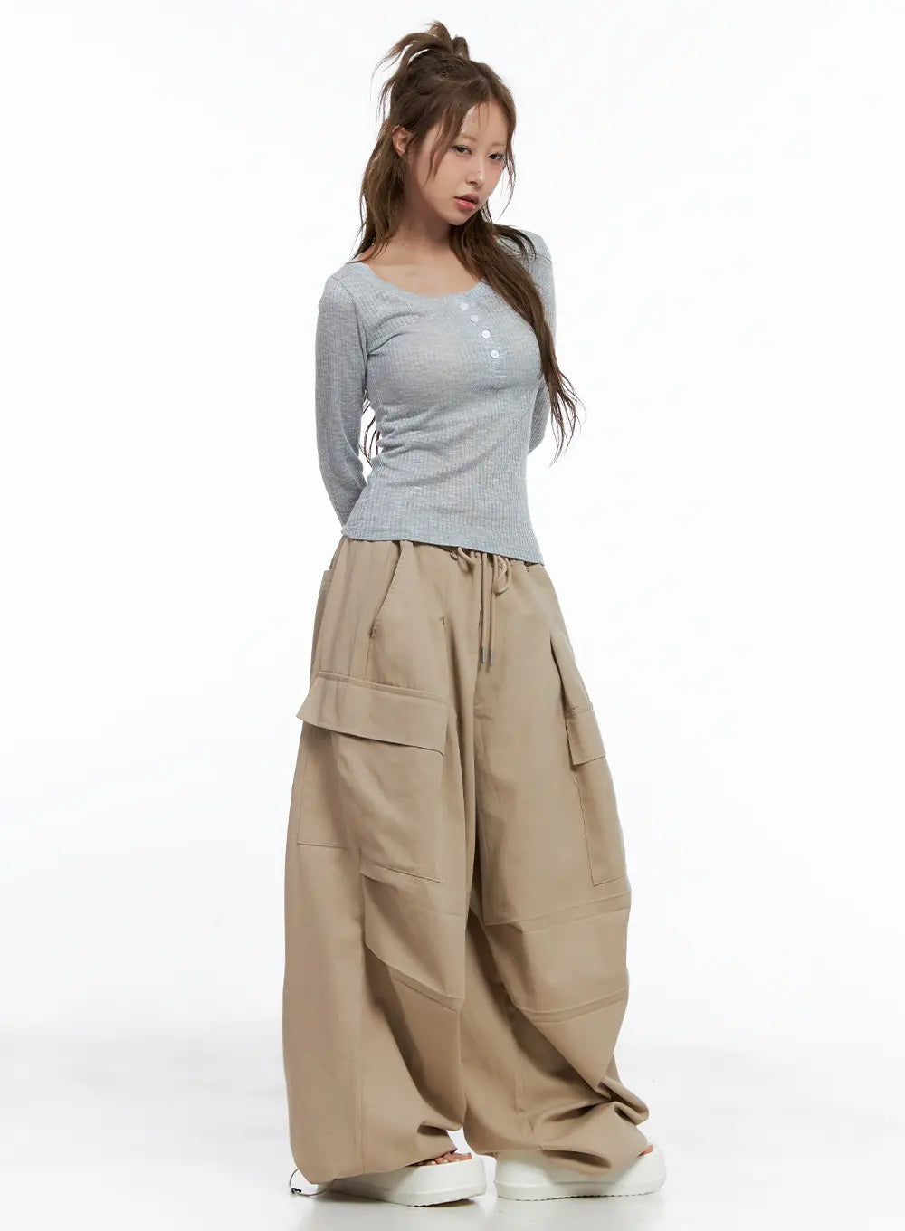 Ribbed Sheer Long-Sleeve Top CL514
