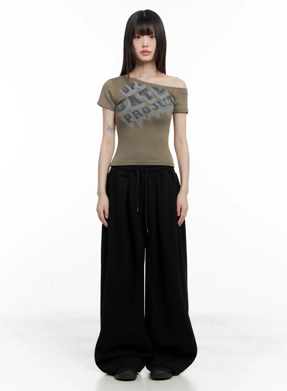 Wide-Leg Drawstring Sweatpants IL528