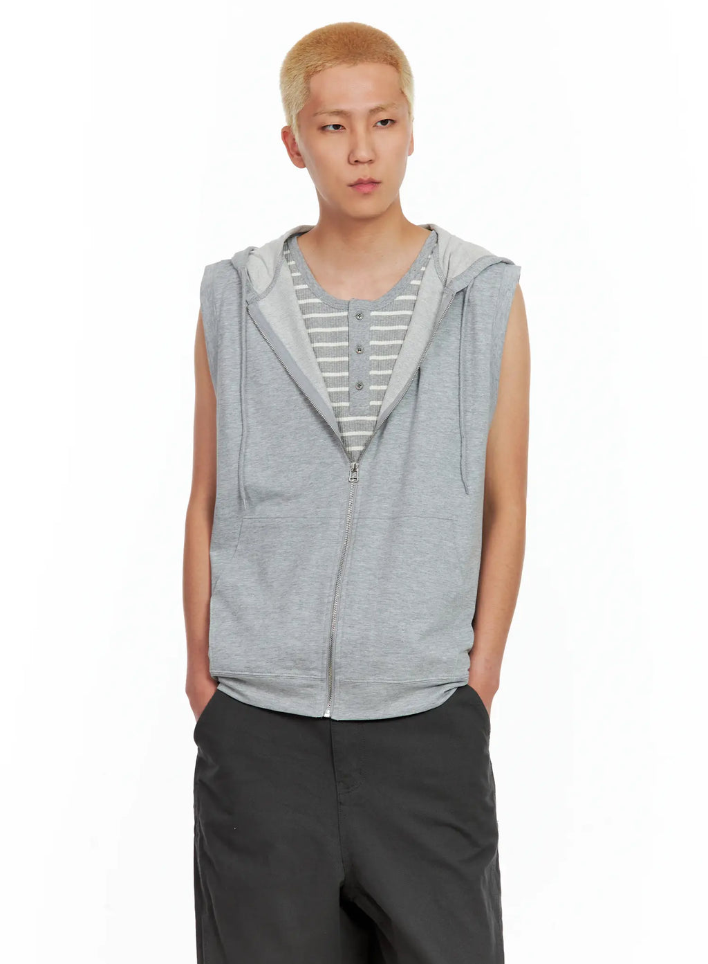 Men's Cotton Zip-Up Hoodie Vest IL511