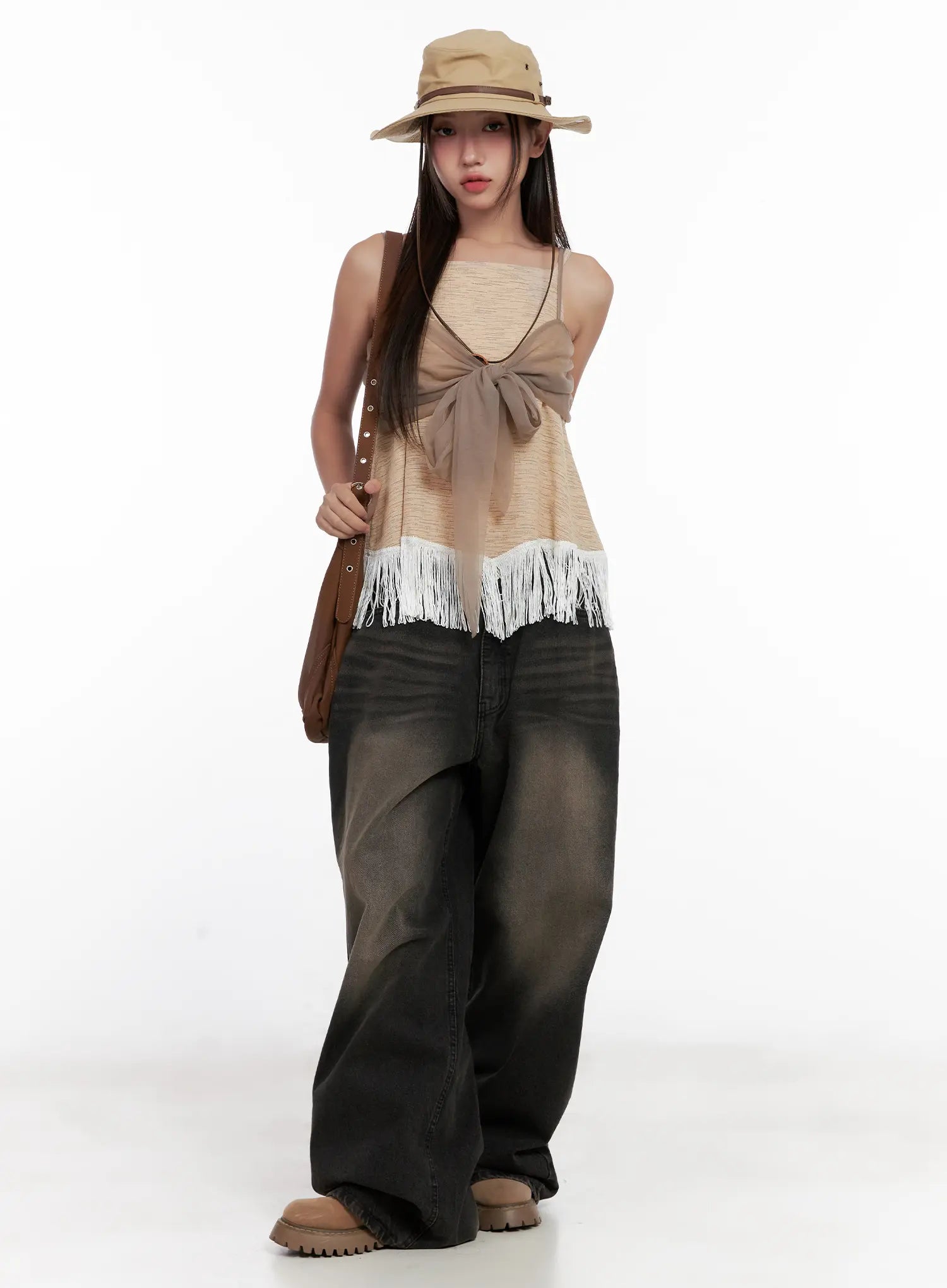 Ari Washed Wide-Leg Denim Jeans CL521