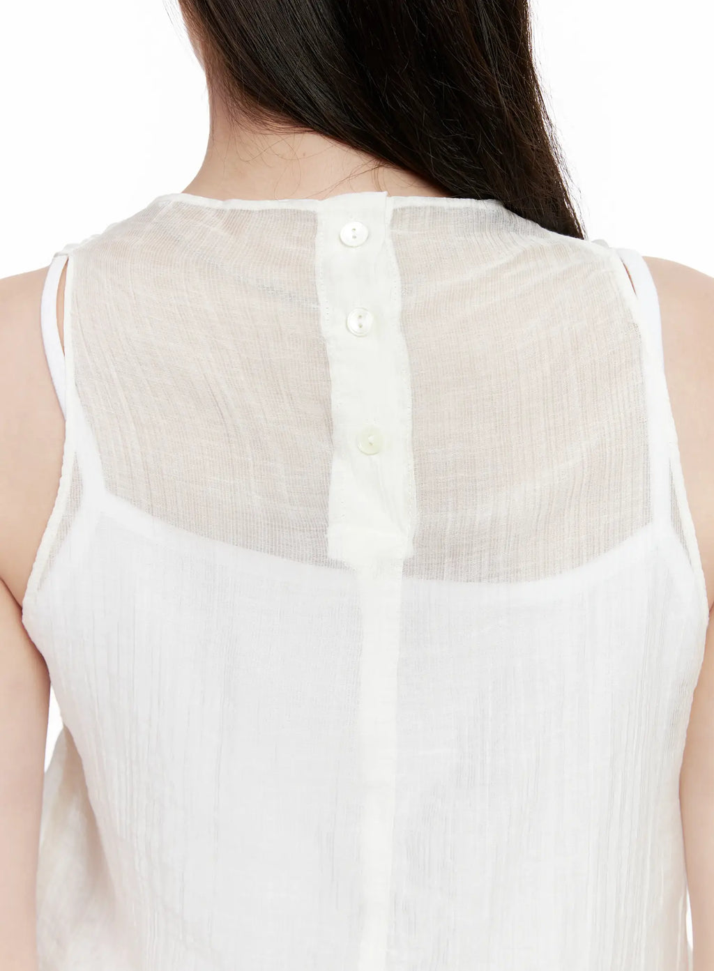 Draped Button Sleeveless Blouse CL523