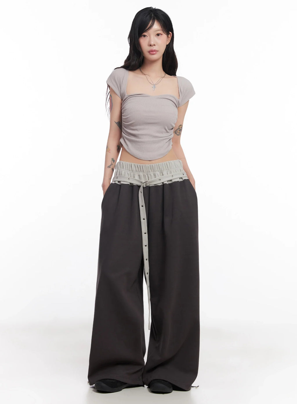 Eyelet Belted Trousers IC503