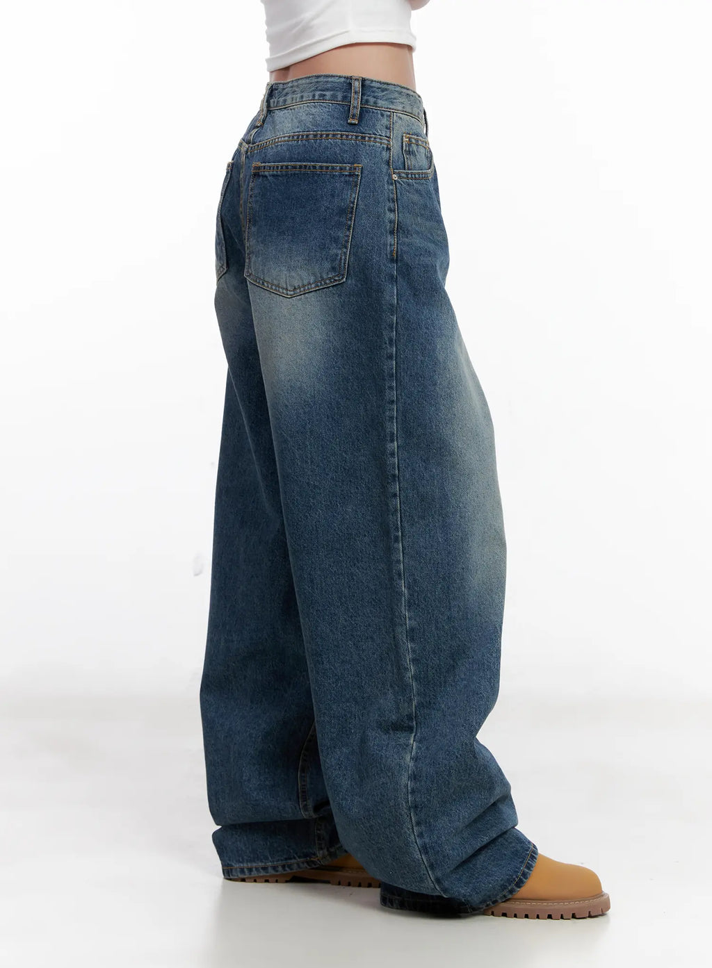 Miji Wide-Leg Washed Denim Jeans CL521