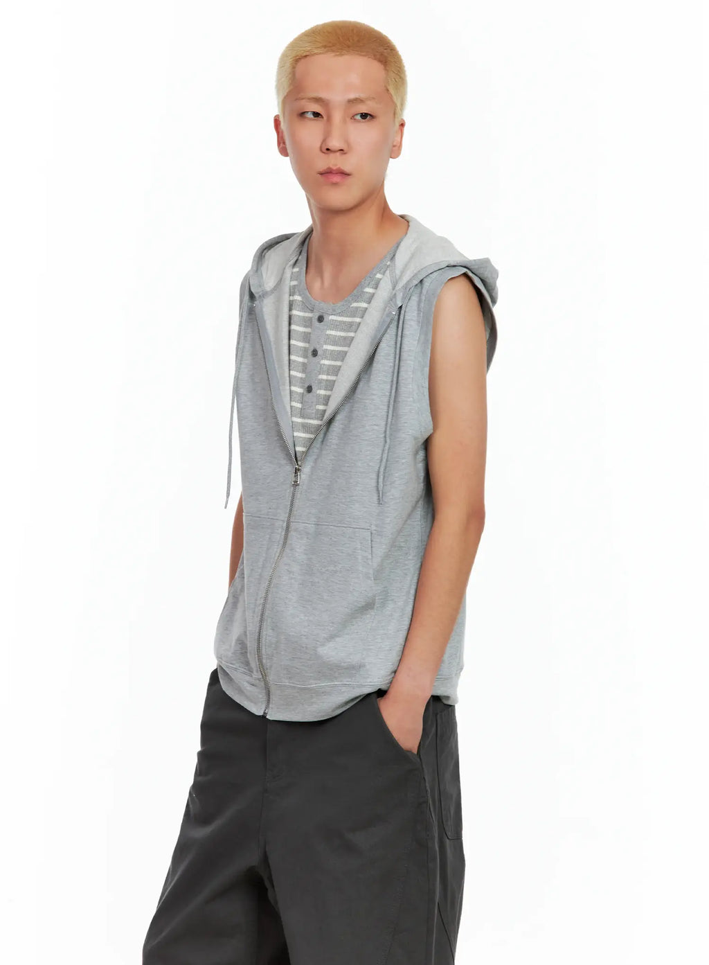 Men's Cotton Zip-Up Hoodie Vest IL511
