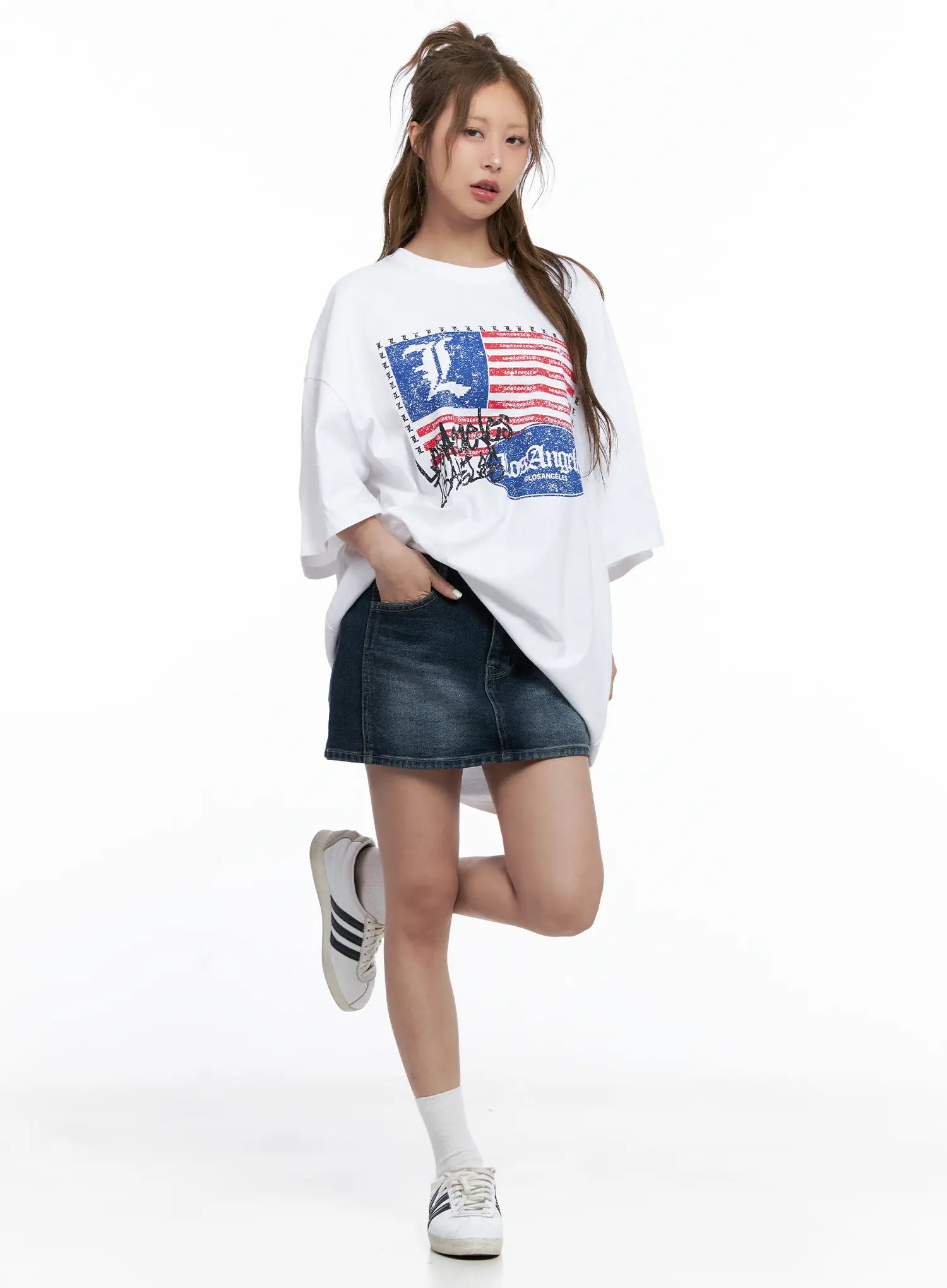Vintage-Wash Denim Mini Skirt CL511