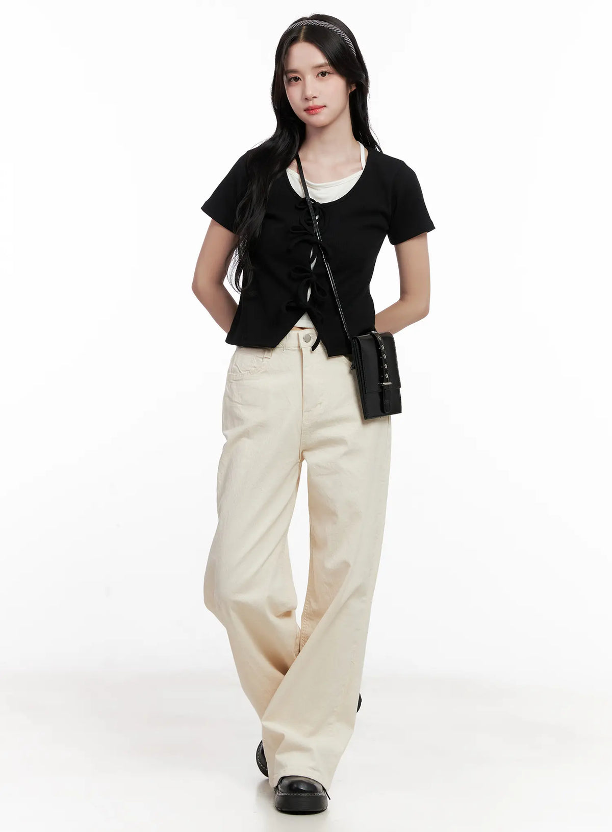 High-Waisted Wide-Leg Cotton Pants CL516