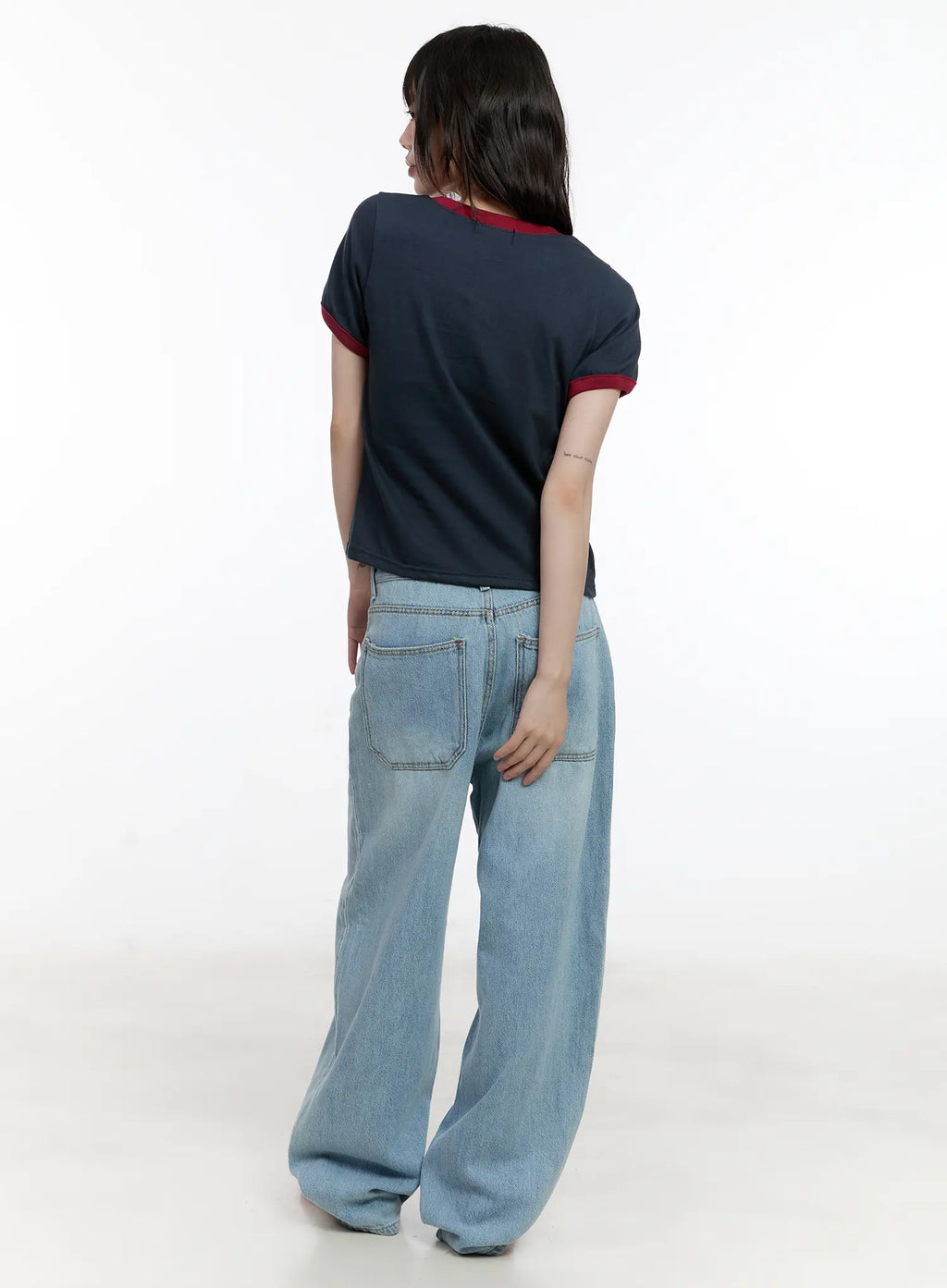 Contrast Trim Graphic Baby Tee CL507
