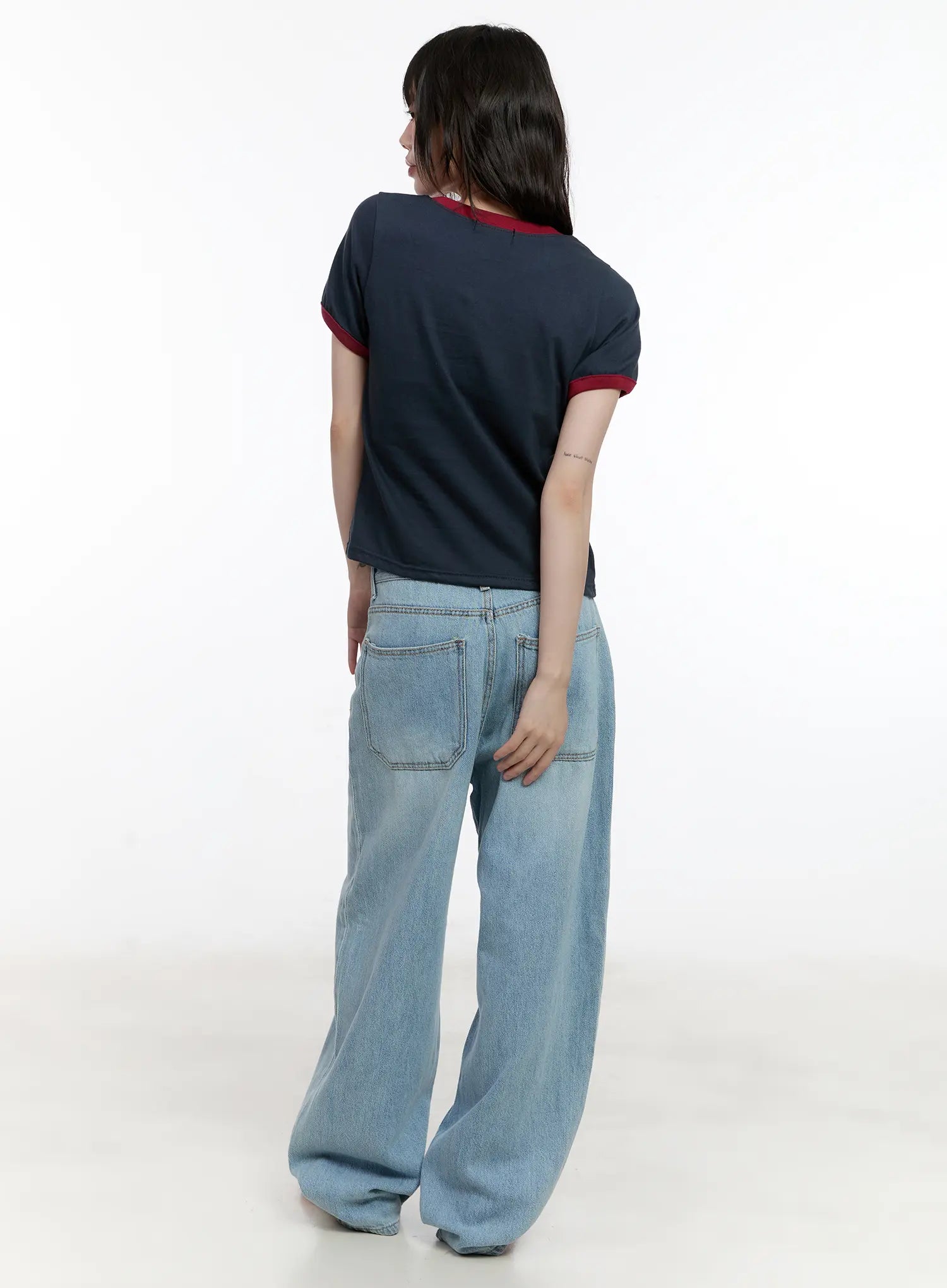 Contrast Trim Graphic Baby Tee CL507