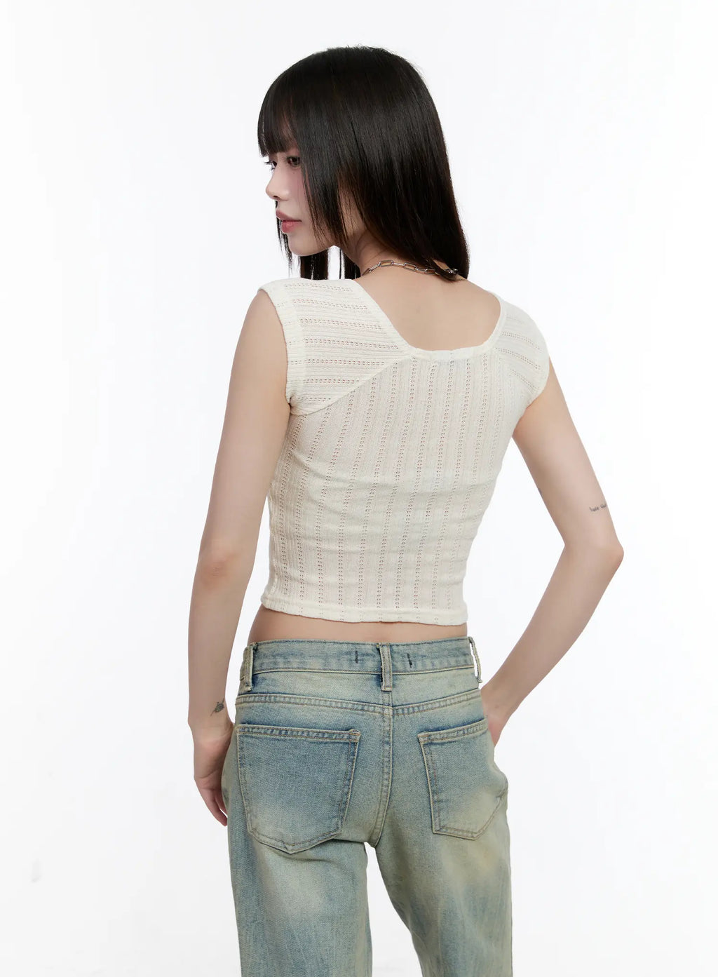 Square-Neck Cap-Sleeve Crop Top CL504