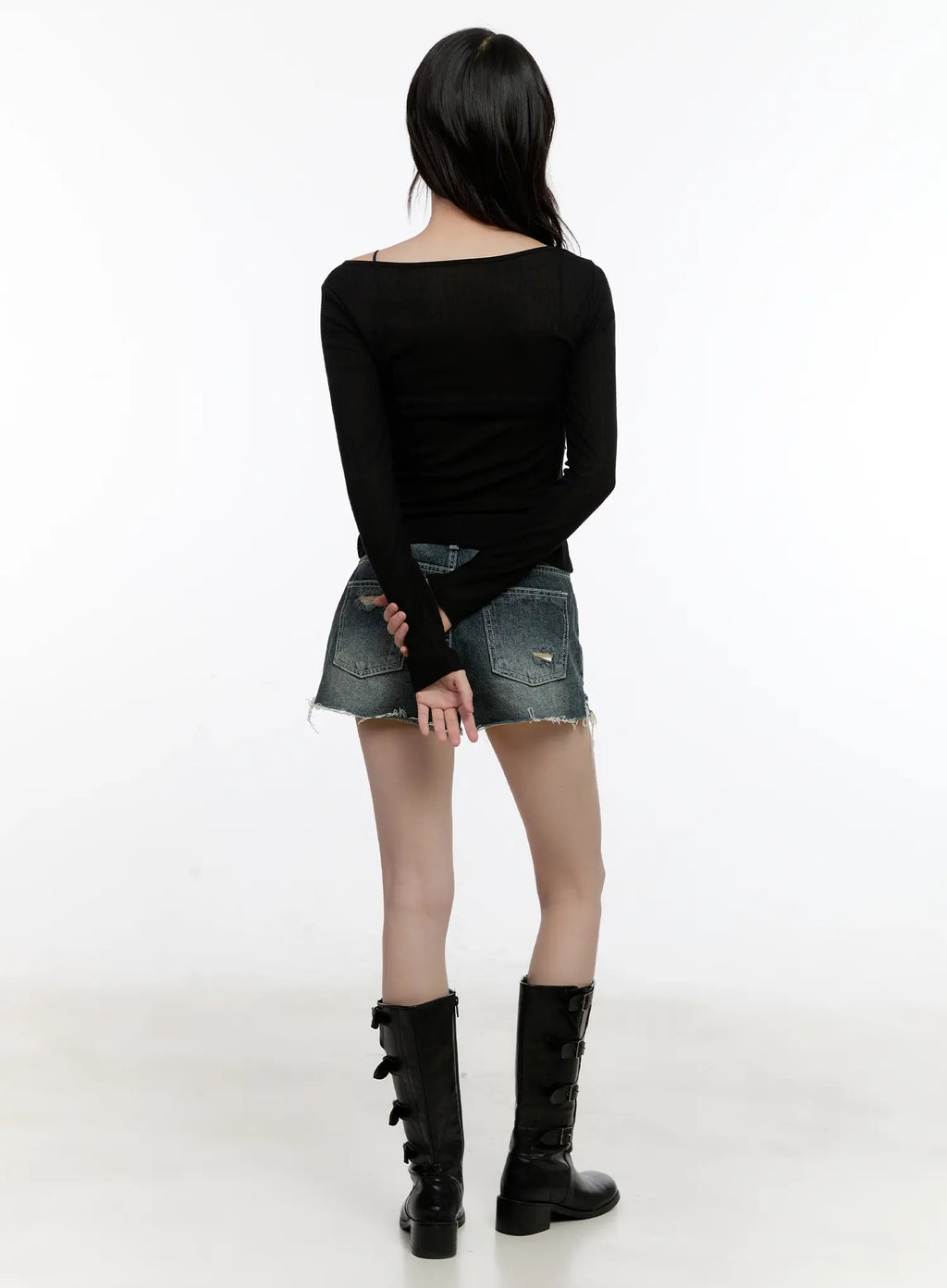 Distressed Vintage-Wash Denim Shorts CL507
