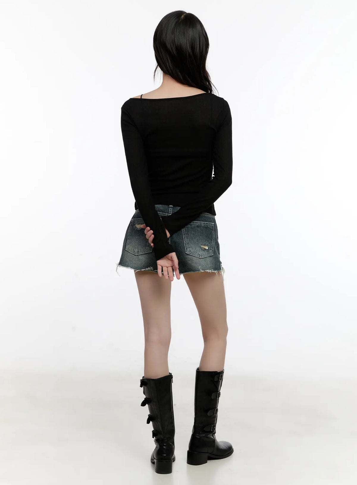 Distressed Vintage-Wash Denim Shorts CL507