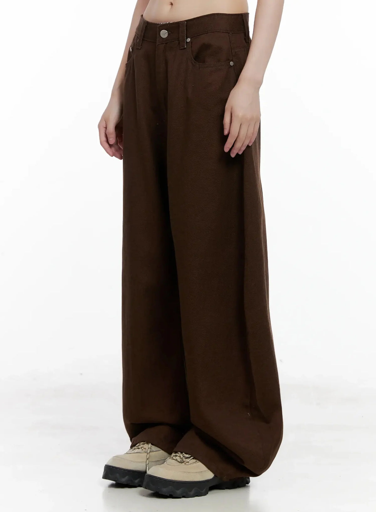 Wide-Leg Brown Cotton Pants IL531