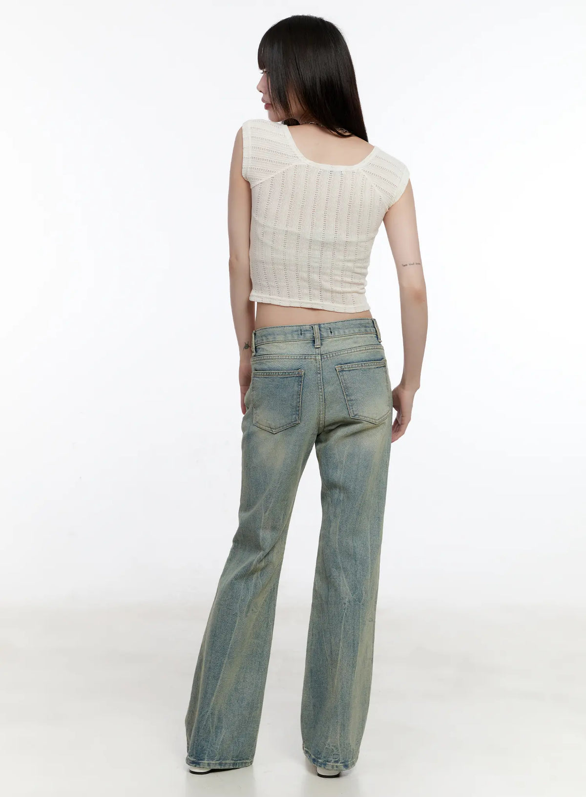 Square-Neck Cap-Sleeve Crop Top CL504