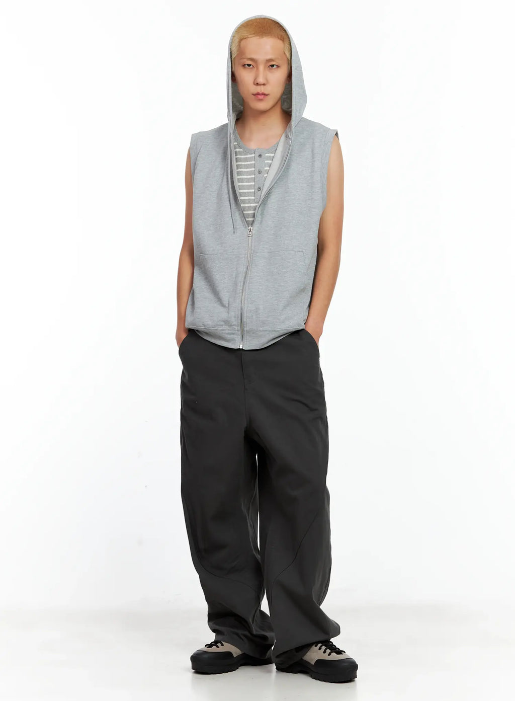 Men's Cotton Zip-Up Hoodie Vest IL511