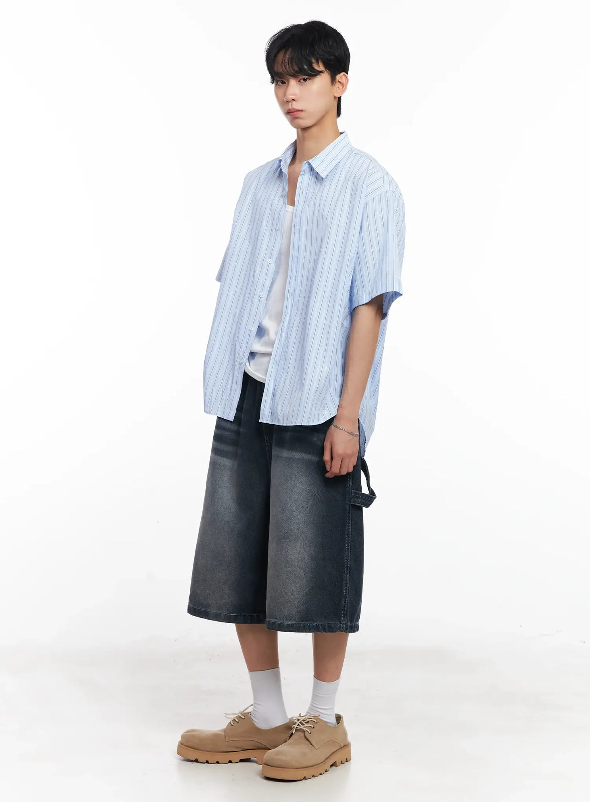 Men's Striped Button-Up Shirt IL504